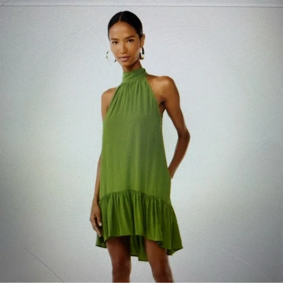 Scoop NYC | Dresses | Scoop Green Halter Trapeze Dress High Low Ruffle Hem Womens Size S 46 | Poshmark Scoop NYC | Dresses | Scoop Green Halter Trapeze Dress High Low Ruffle Hem Womens Size S 46 | Poshmark